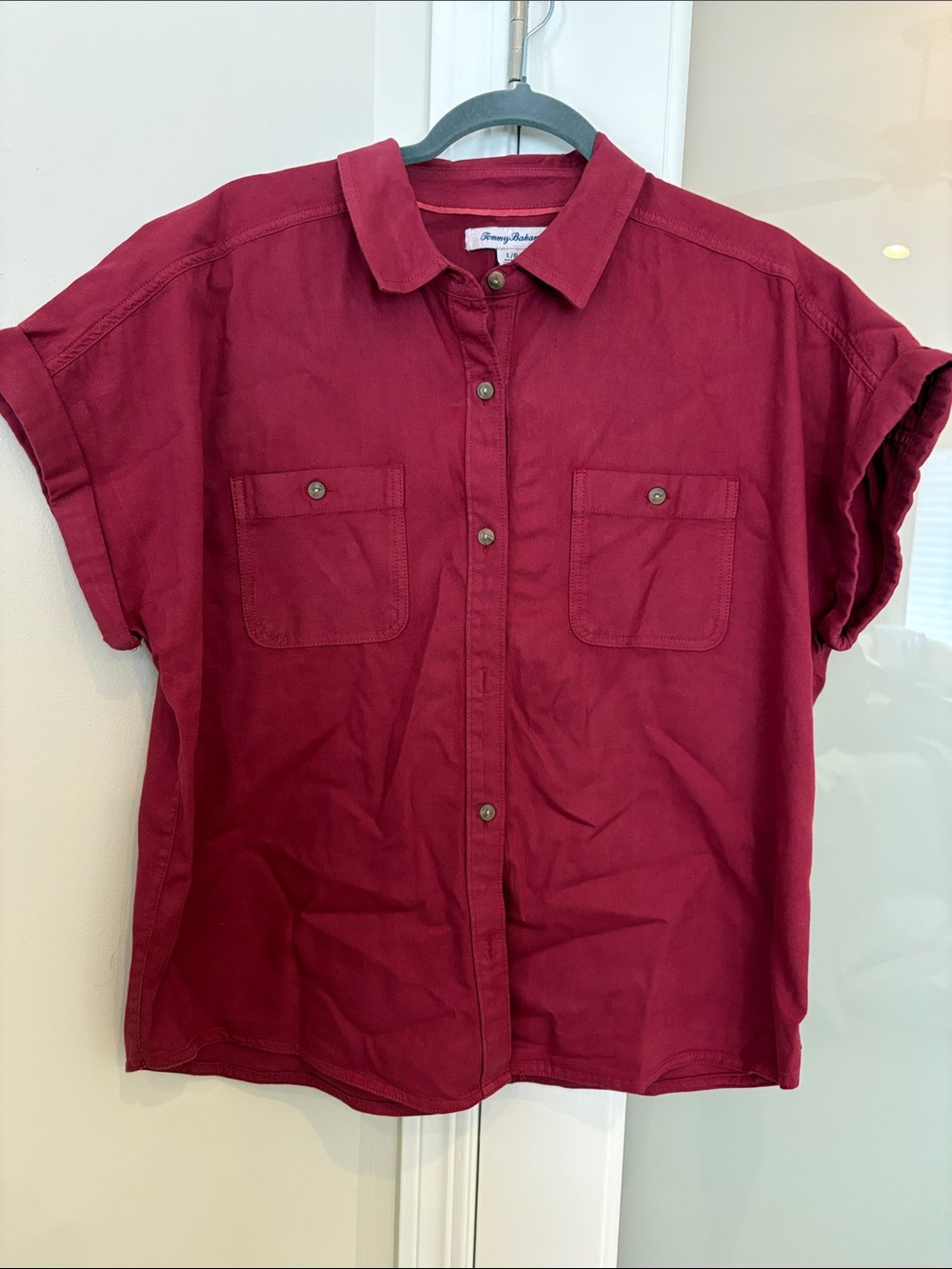 Tommy Bahama Short-Sleeve Button-Down Shirt in Wine Red